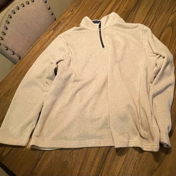 Izod Mens Sweater Size XXL Pullover 1/4 Zip Long Sleeve Beige EUC - Picture 5 of 7